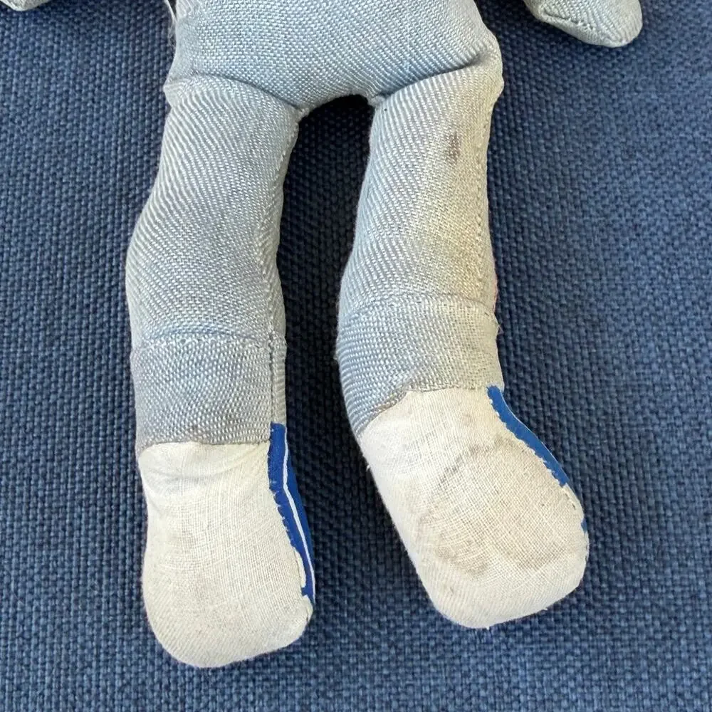 Knickerbocker Levi’s Denim Rag Doll Vtg 1970’s Advertising Yellow Yarn Hair FLAW